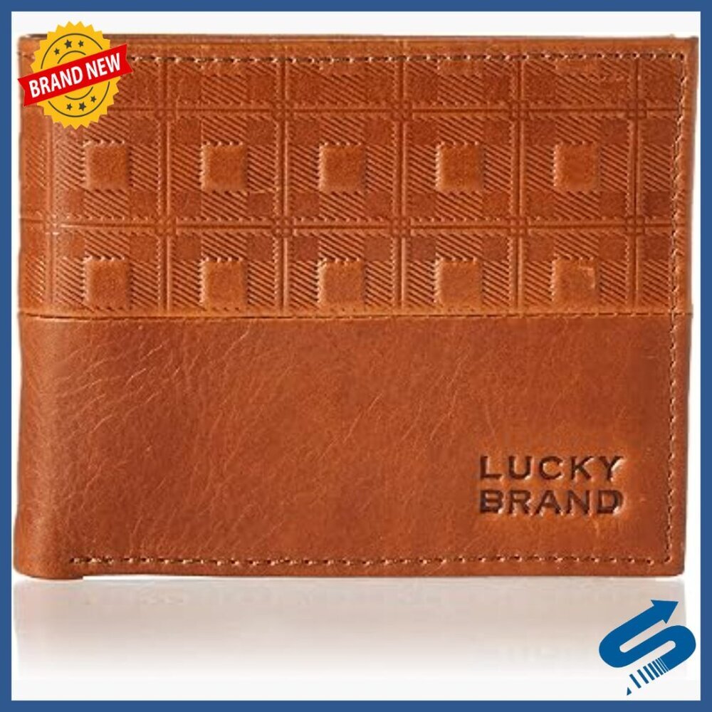 Genuine Leather Bifold Wallet with ID Window and Card Slots
